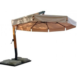 Усиленный зонт с круглым куполом D=3м на боковой деревянной опоре 